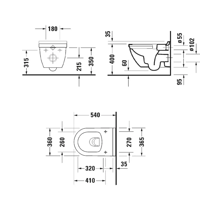 Duravit 252709 Wall Mounted Toilet