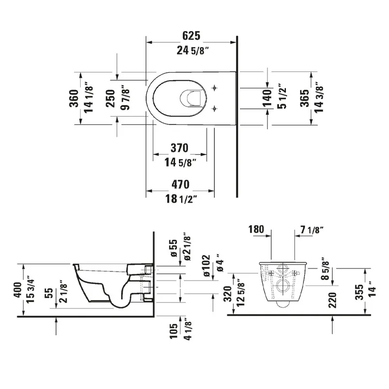 Duravit 254409 Wall Mounted Toilet