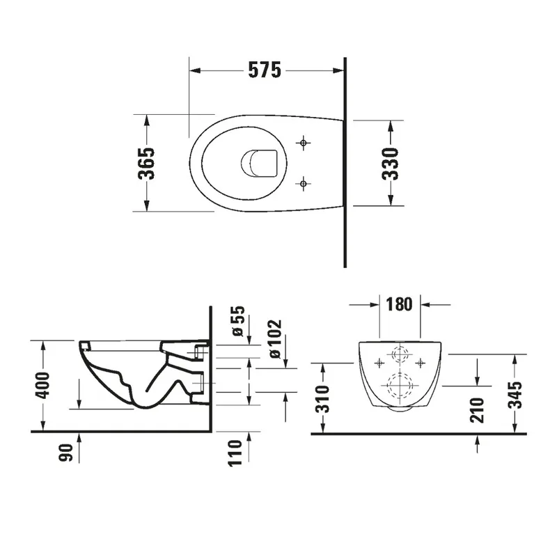 Duravit 254609 Wall Mounted Toilet