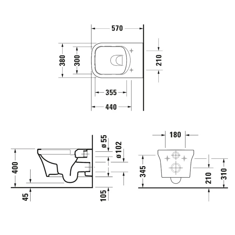 Duravit 256109 Wall Mounted Toilet
