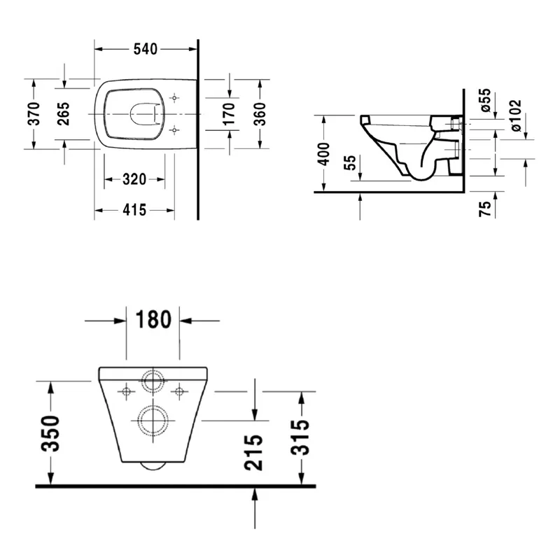 Duravit DuraStyle 253609 Wall-Hung Toilet