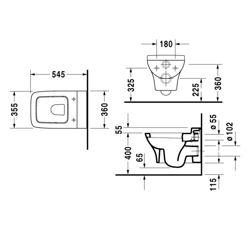 Duravit PuraVida 221909 Wall Mounted Toilet