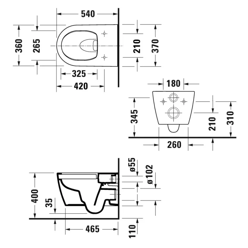 Duravit Soleil 259109 Rimless Wall Hung Toilet