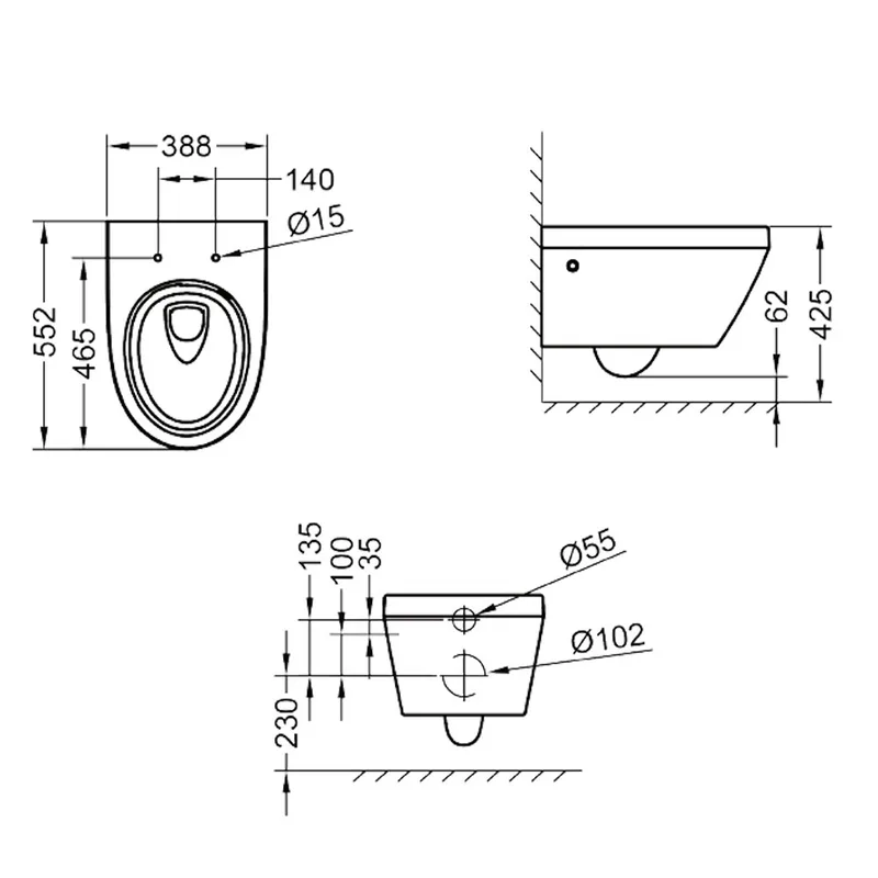 Grohe Euro Ceramic 100999SH00 + 101037SH00 Wall Hung Toilet