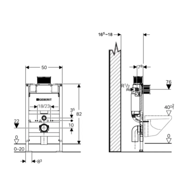Geberit 224.178.00.1 Kappa Concealed Cistern Full Frame