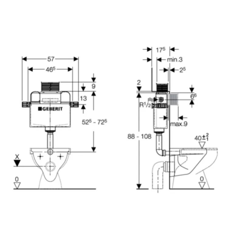 Geberit 224.361.00.1 Kappa Concealed Cistern