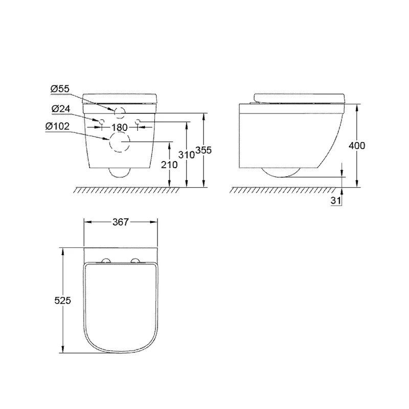 Grohe 39205000 Eurosmart Wall-Hung Toilet