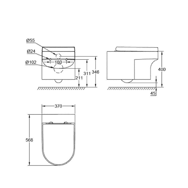 Grohe 39296000 Eurocosmo Wall-Hung Toilet