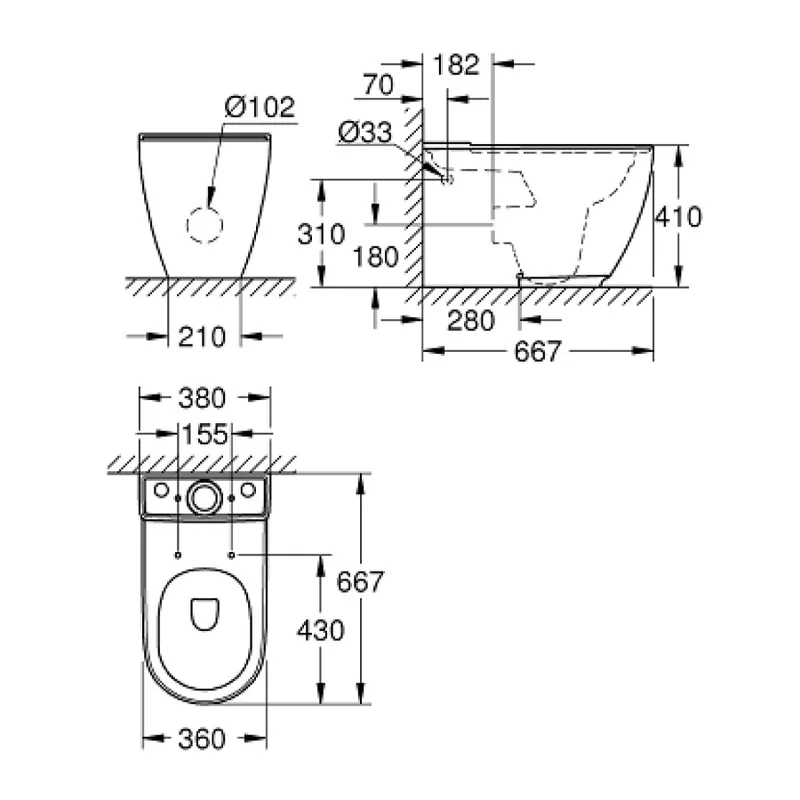 Grohe 3957200H Essence Floor-Standing WC for Close-Coupled Combination