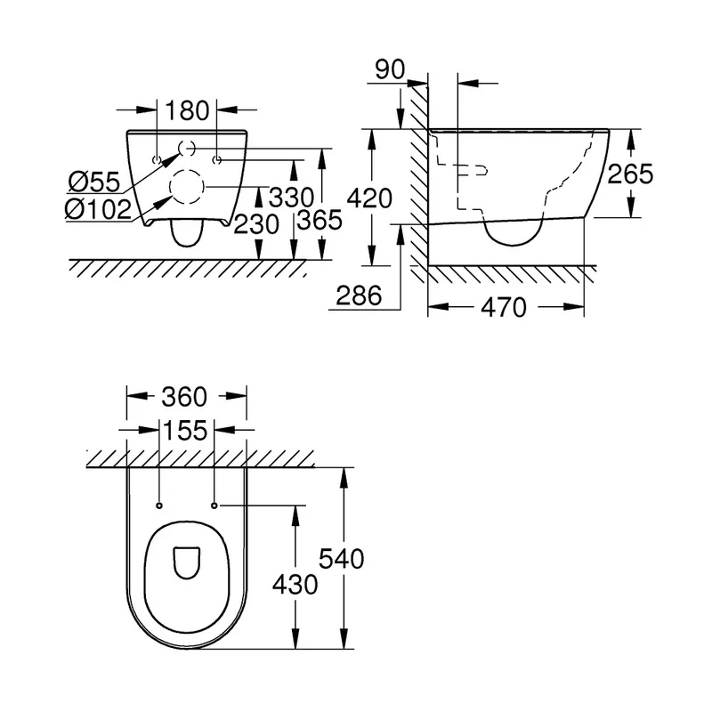GROHE Essence 3957100H Wall-Hung Toilet