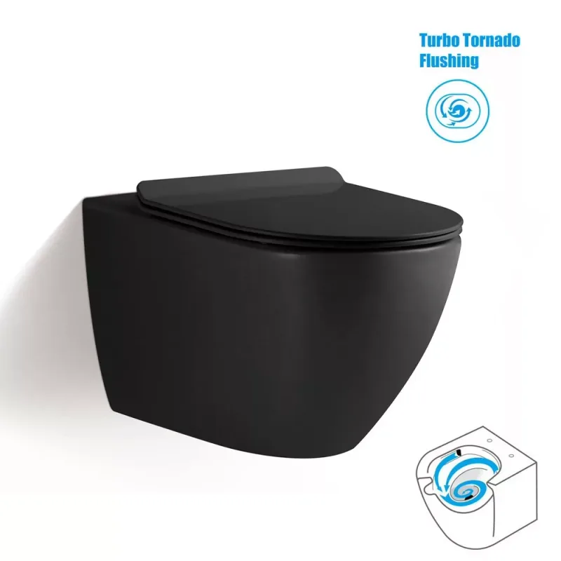 Magnum 905 Wall Hung Water Closet with Turbo Tornado Flushing (Black)