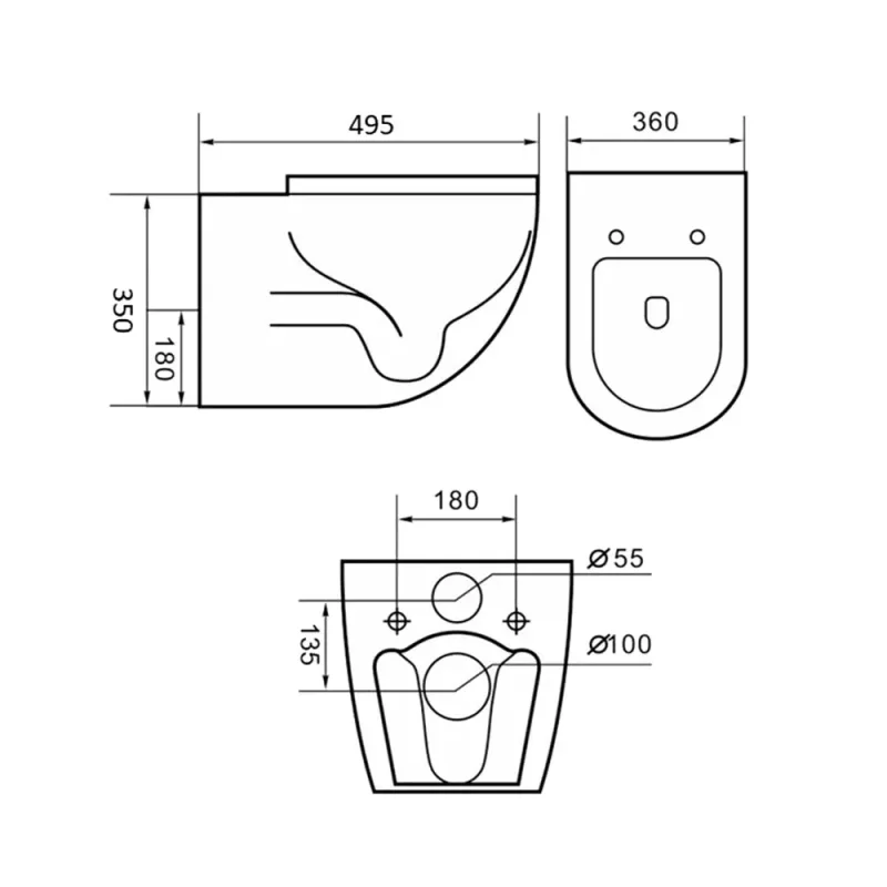 Magnum 905S Wall Hung Water Closet with Turbo Tornado Flushing