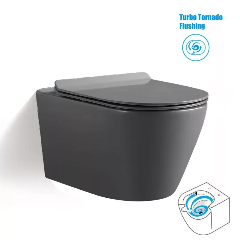 Magnum 907 Wall-Hung Water Closet with Turbo Tornado Flushing (Grey)