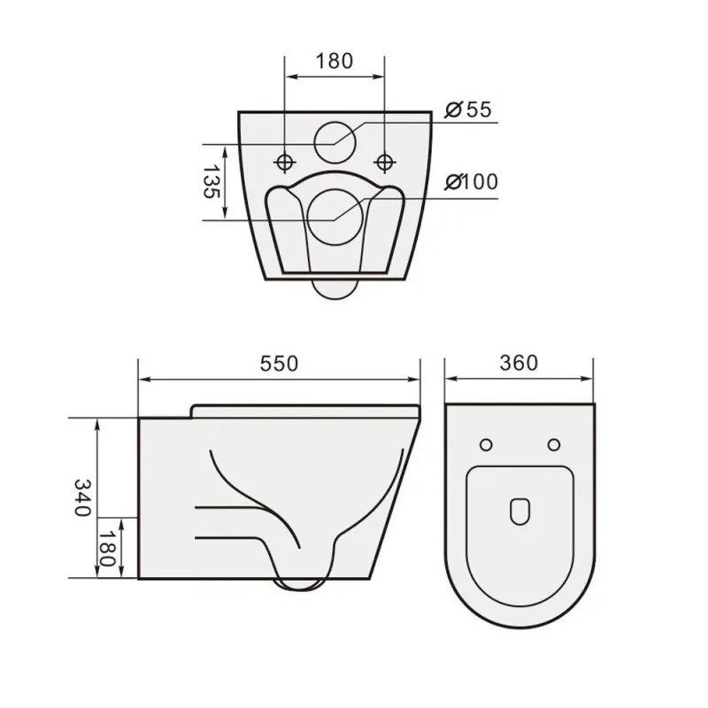 Magnum 907 Wall-Hung Water Closet with Turbo Tornado Flushing (Grey)