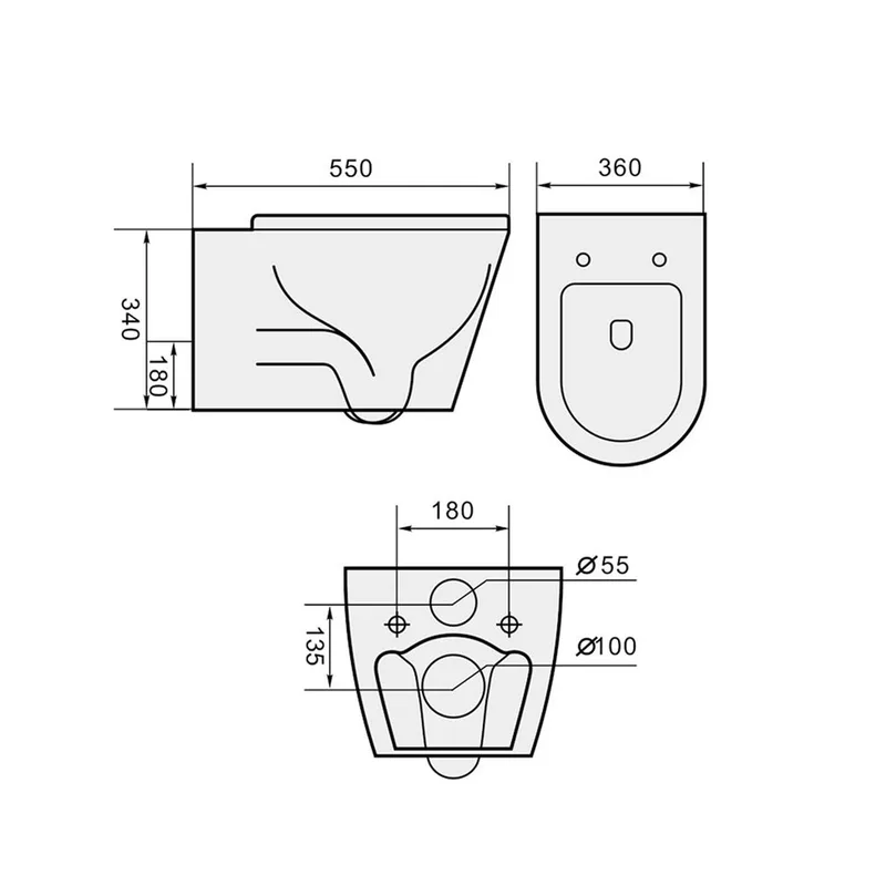 Magnum 907 Wall-Hung Water Closet with Turbo Tornado Flushing