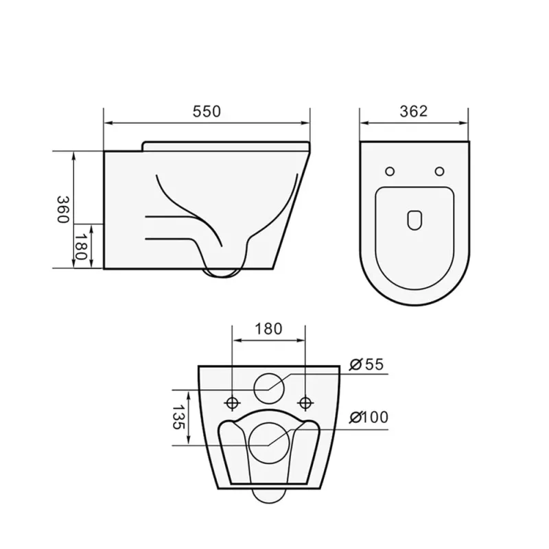 Magnum 908 Wall-Hung Water Closet with Turbo Tornado Flushing