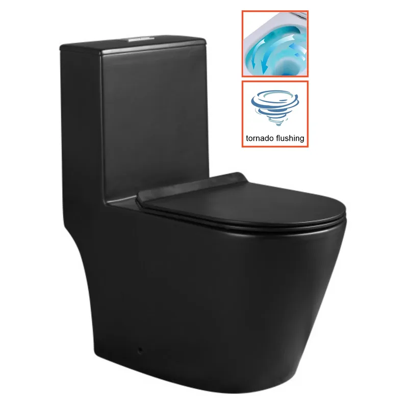 Minerva WC10005 One-Piece Water Closet With Tornado Flush (Black)