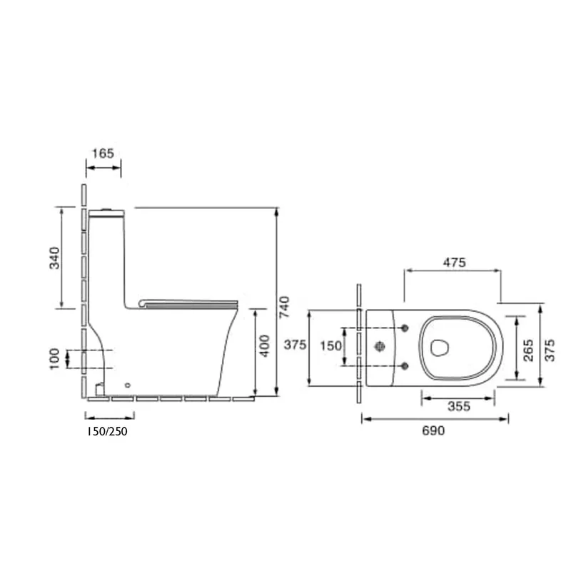 Minerva WC12001 One-Piece Tornado Flush Water Closet
