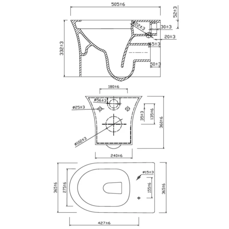 Parisi Slim PN720 Wall-Hung Toilet