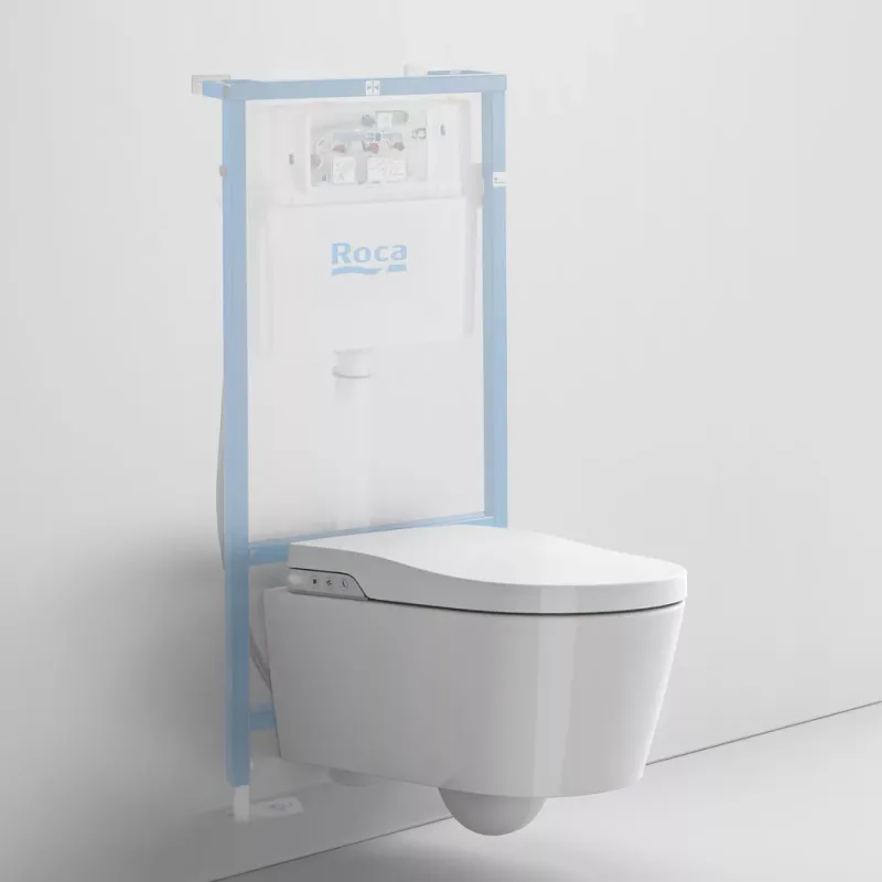 Roca In-Wash Inspira Vitreous China Rimless Wall-Hung Smart Toilet