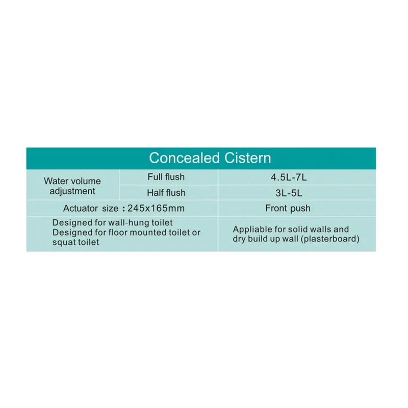 R&T G3004DC Front-Operated Frameless Concealed Cistern