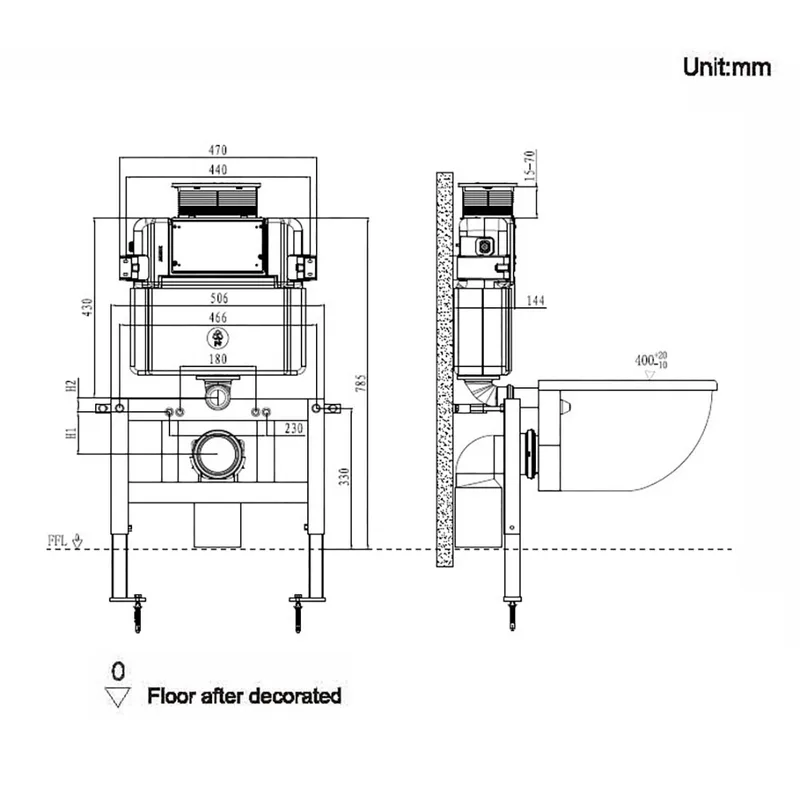 R&T G3005AI-H Top & Front-Operated Half-Frame Concealed Cistern