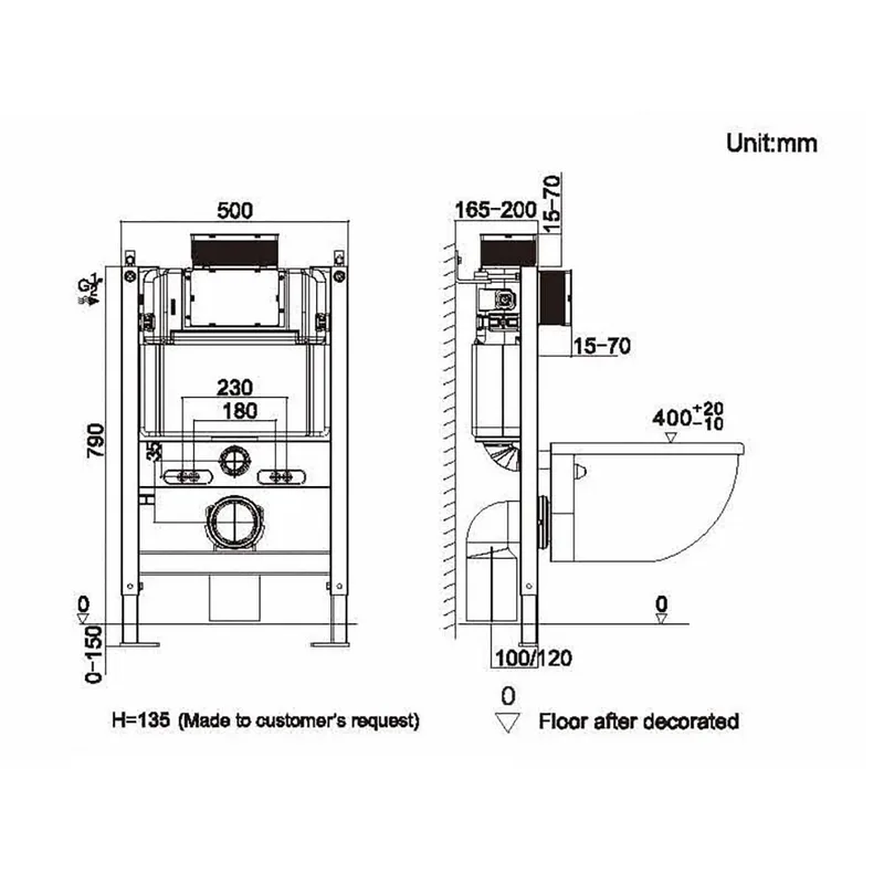 R&T G3005AI Top & Front-Operated Full-Frame Concealed Cistern