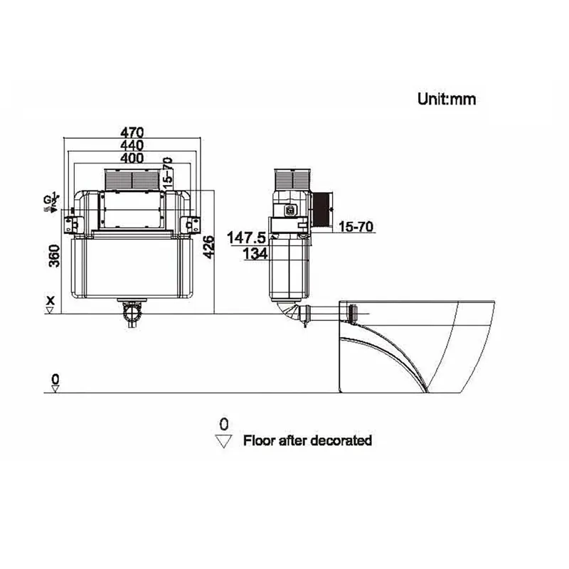 R&T G3005AII Top & Front-Operated Frameless Concealed Cistern