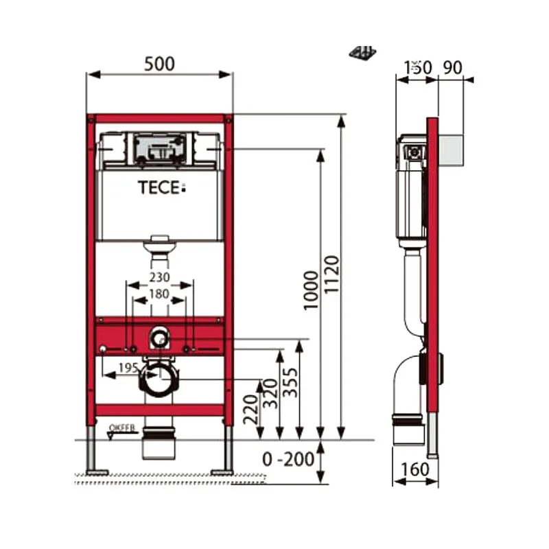 TECE 9300201 TECE Construct Toilet Module Concealed Cistern