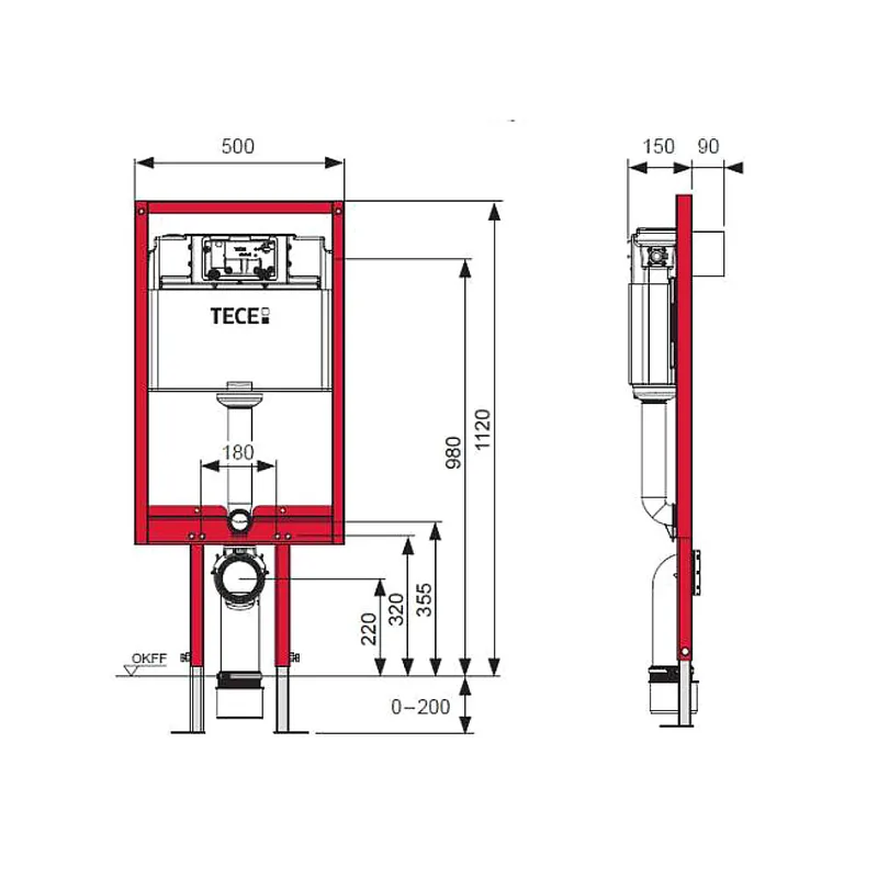 TECE 9300284 TECE Construct Toilet Module Concealed Cistern