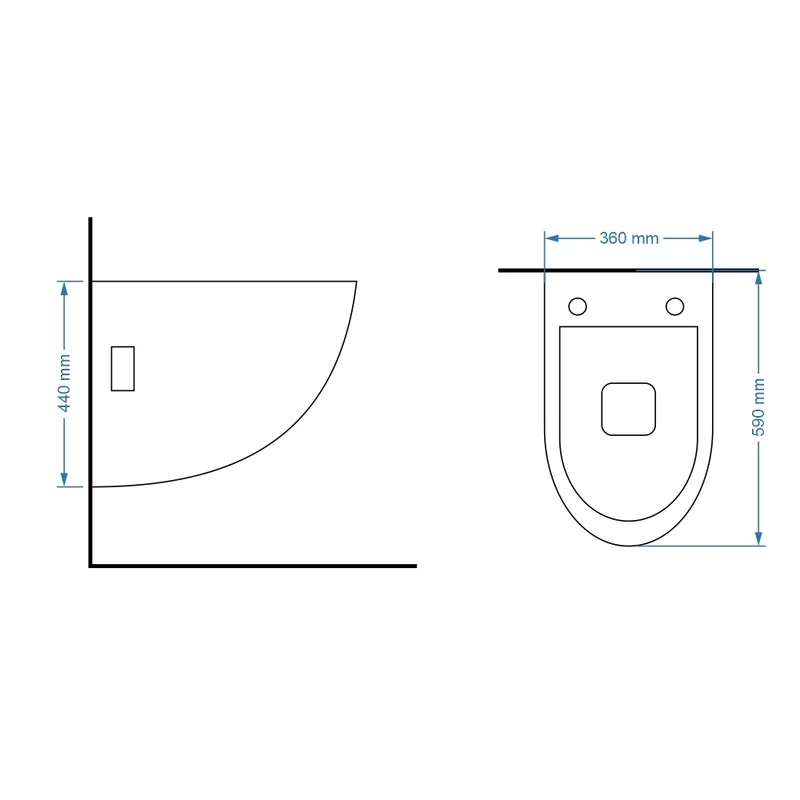 Vera W.038T Wall-Hung Water Closet (Tornado Flushing)