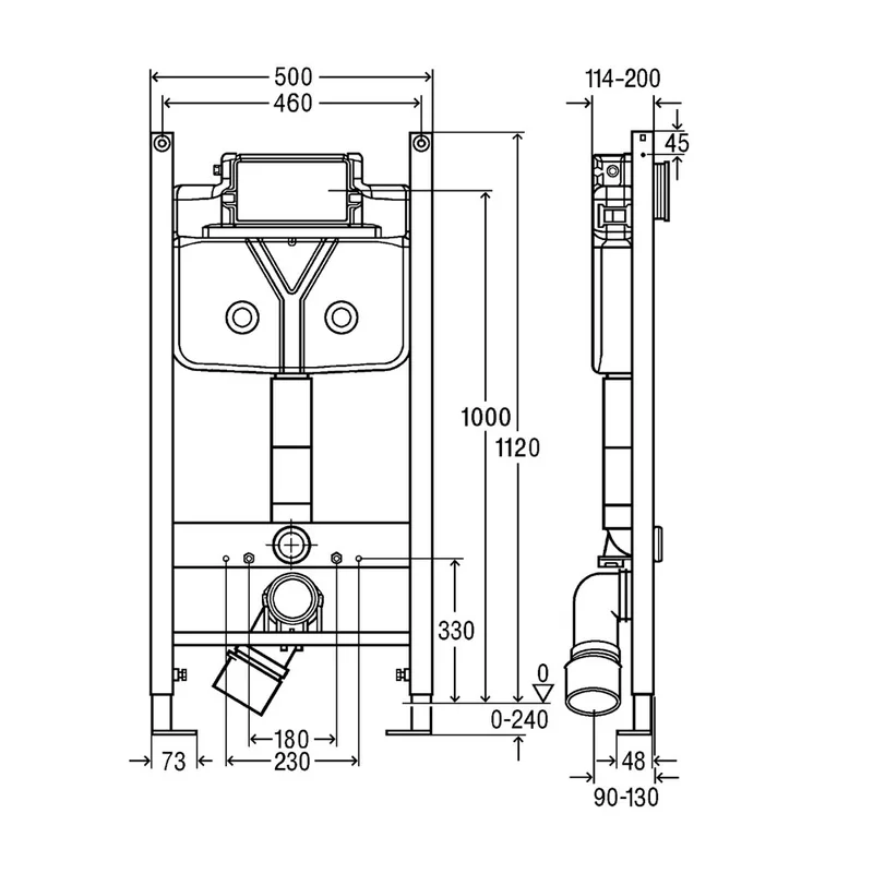 Viega K85203 Prevista Dry WC Element Smart Front Operated Full-Frame Concealed Cistern