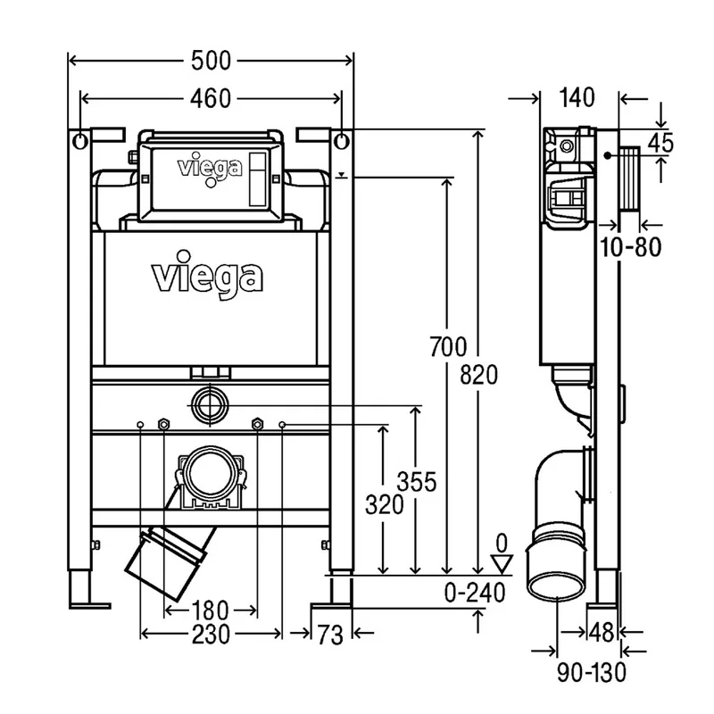 Viega K85303 Prevista Dry WC Element Smart Top & Front Operated Full-Frame Concealed Cistern