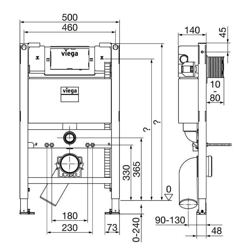Viega K8533.45 Prevista Dry WC Element Top & Front Operated Full-Frame Concealed Cistern