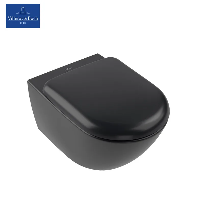 Villeroy & Boch Antao 4674T0R7+8M67S1AM Wall Mounted Toilet (Black)
