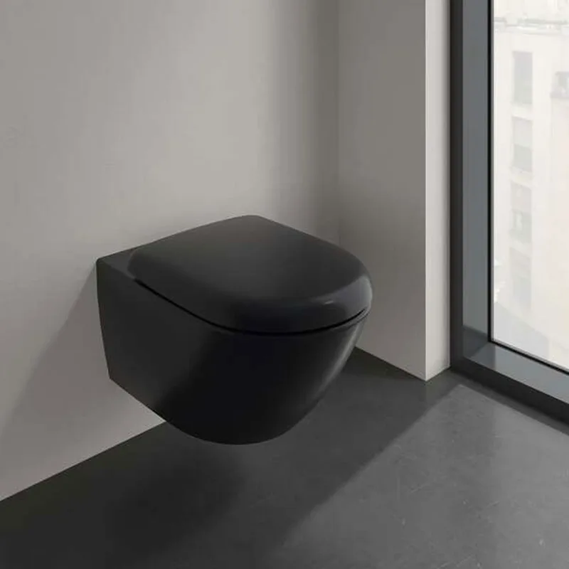 Villeroy & Boch Antao 4674T0R7+8M67S1AM Wall Mounted Toilet (Black)