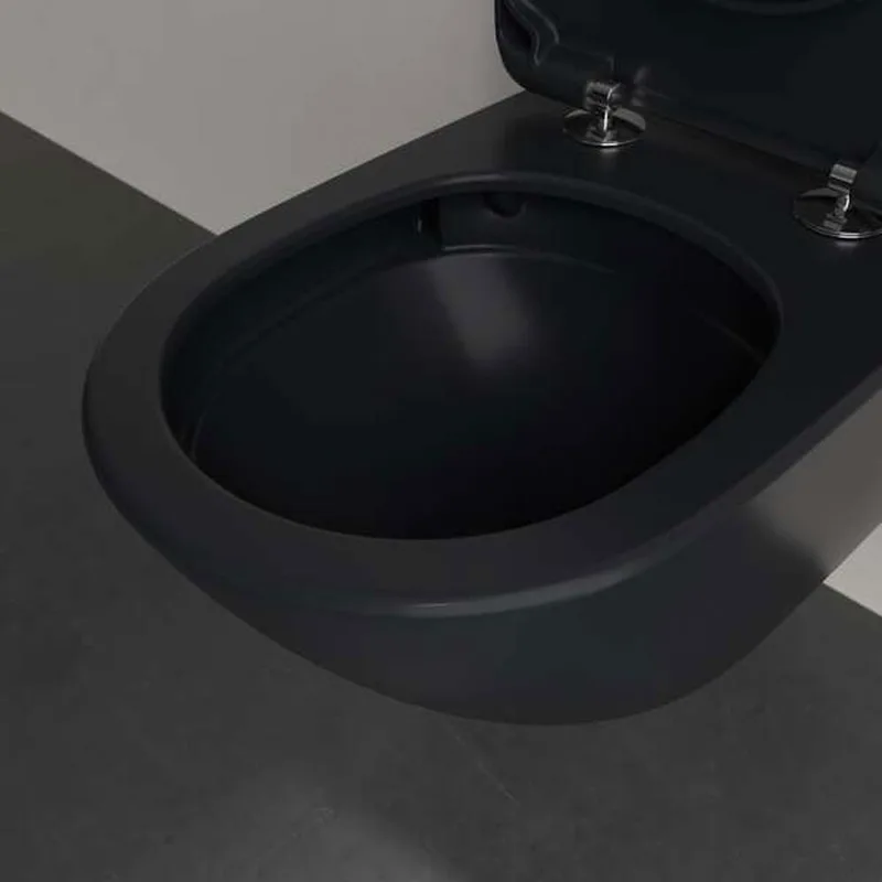 Villeroy & Boch Antao 4674T0R7+8M67S1AM Wall Mounted Toilet (Black)