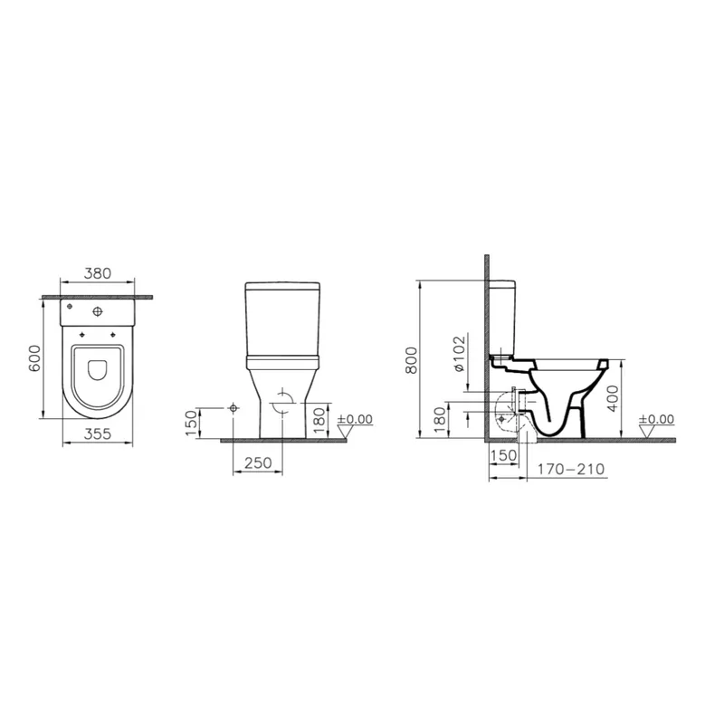 VitrA S50 Close-Coupled Toilet Bowl
