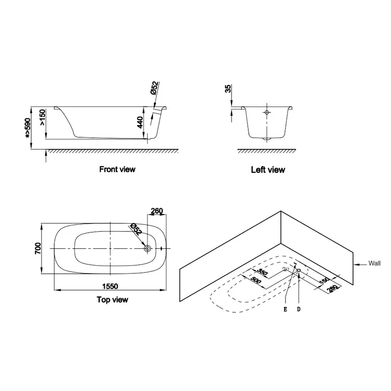 Axent ALLEN T552-T501-M1 Built-In Bathtub