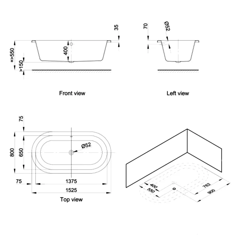 Axent JULIA T013-T501-M1 Built-In Bathtub