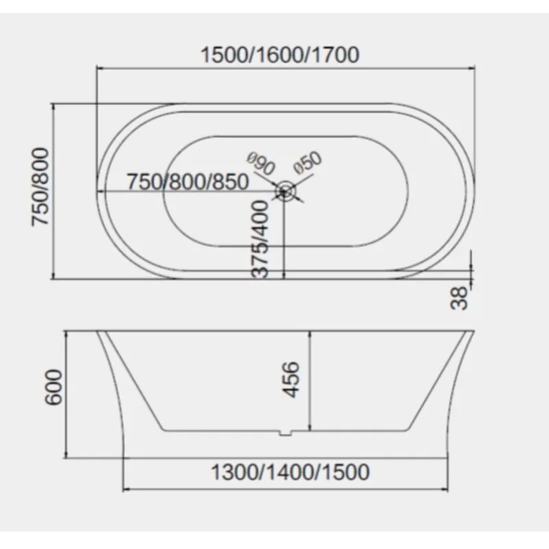 BT125 1500 Freestanding Bathtub