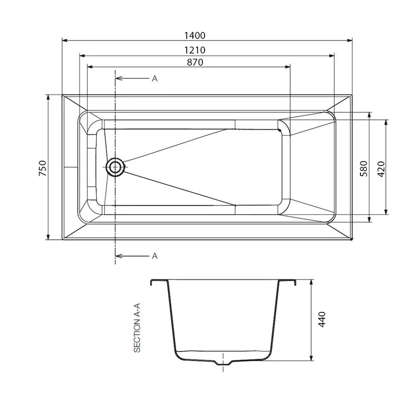 BT5542-BK Built-In Bathtub