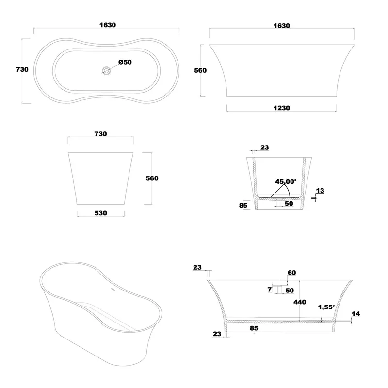 BTS01 Free Standing Bathtub