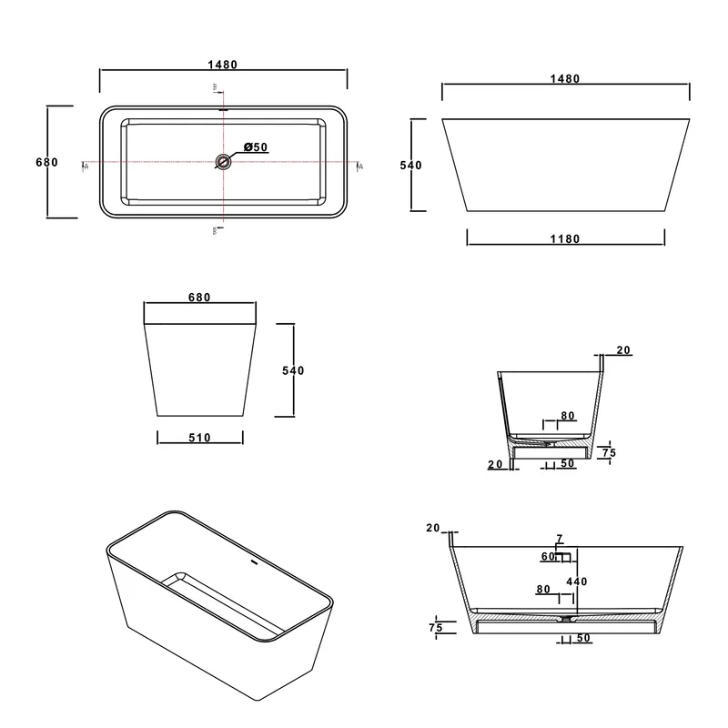 BTS03S Free Standing Bathtub