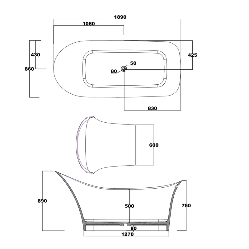 BTS40N Free Standing Bathtub