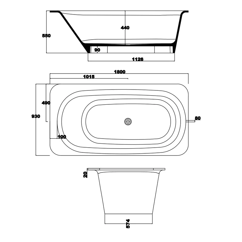 BTS41 Free Standing Bathtub (Black)