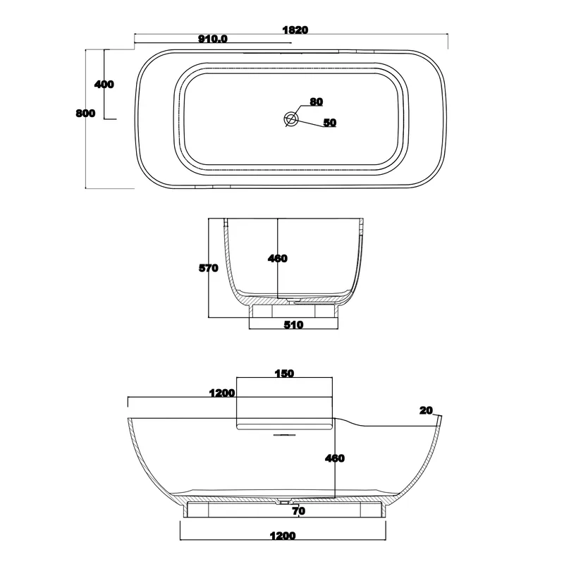 BTS51N Free Standing Bathtub