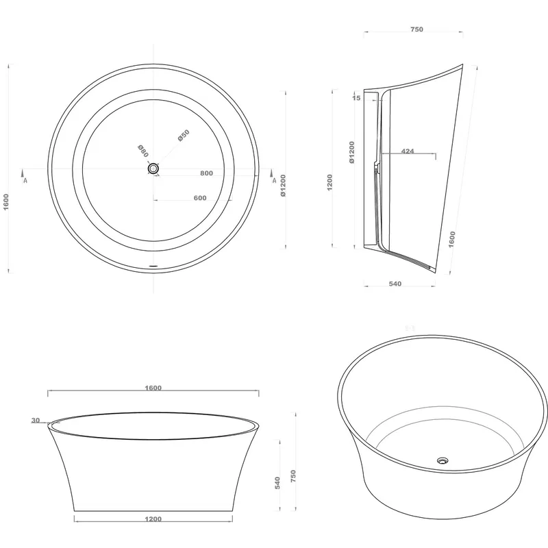 BTS65 Free Standing Bathtub