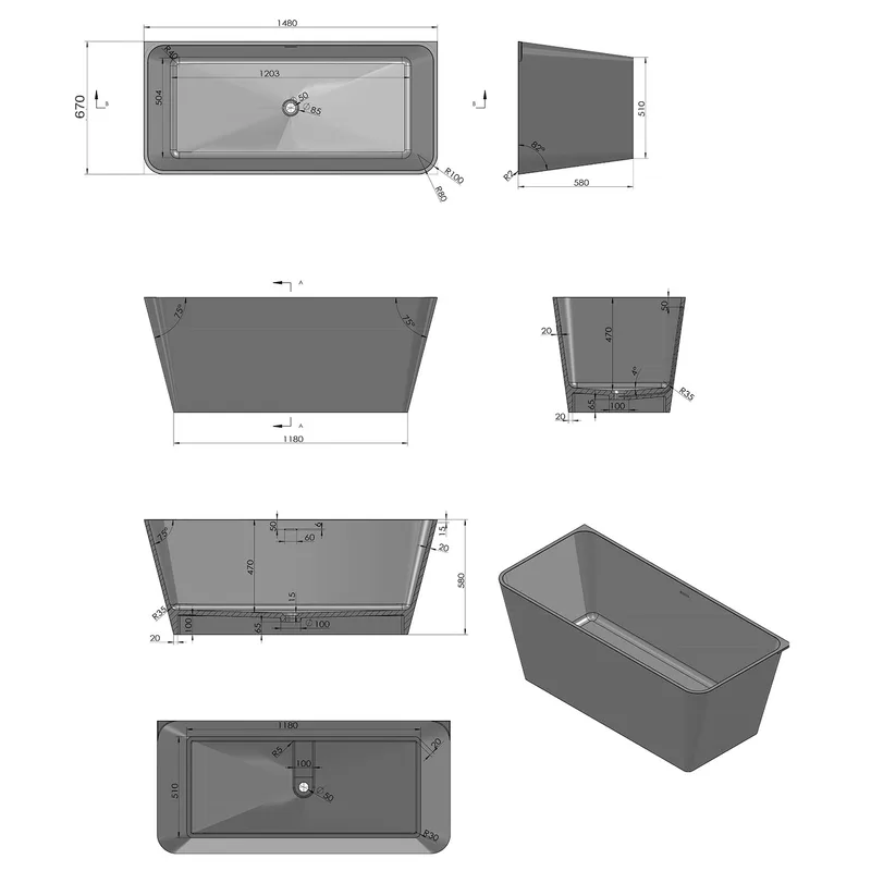 BTS90 Free Standing Bathtub