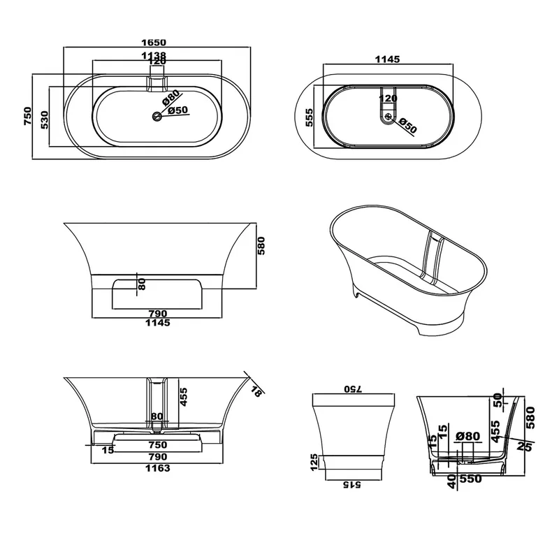 BTS92 Free Standing Bathtub